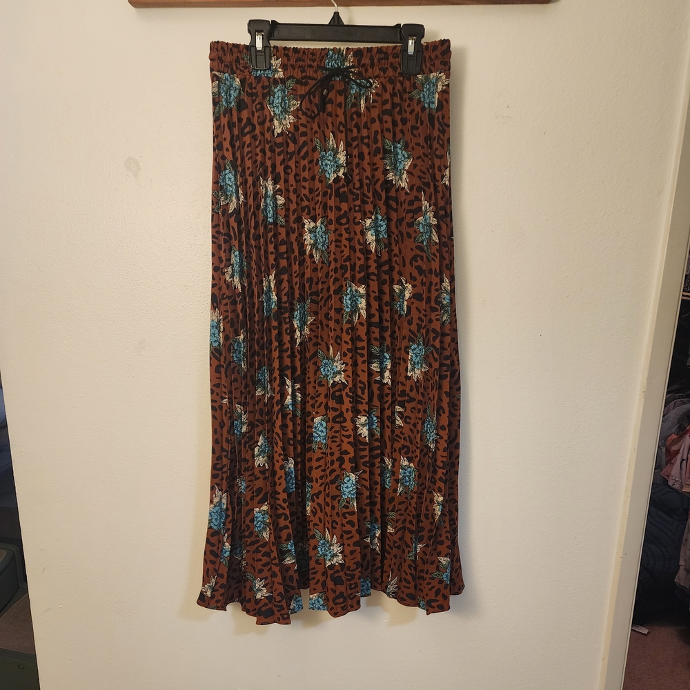 SHEIN Brown Pleated Maxi Skirt Casual Resort Wear